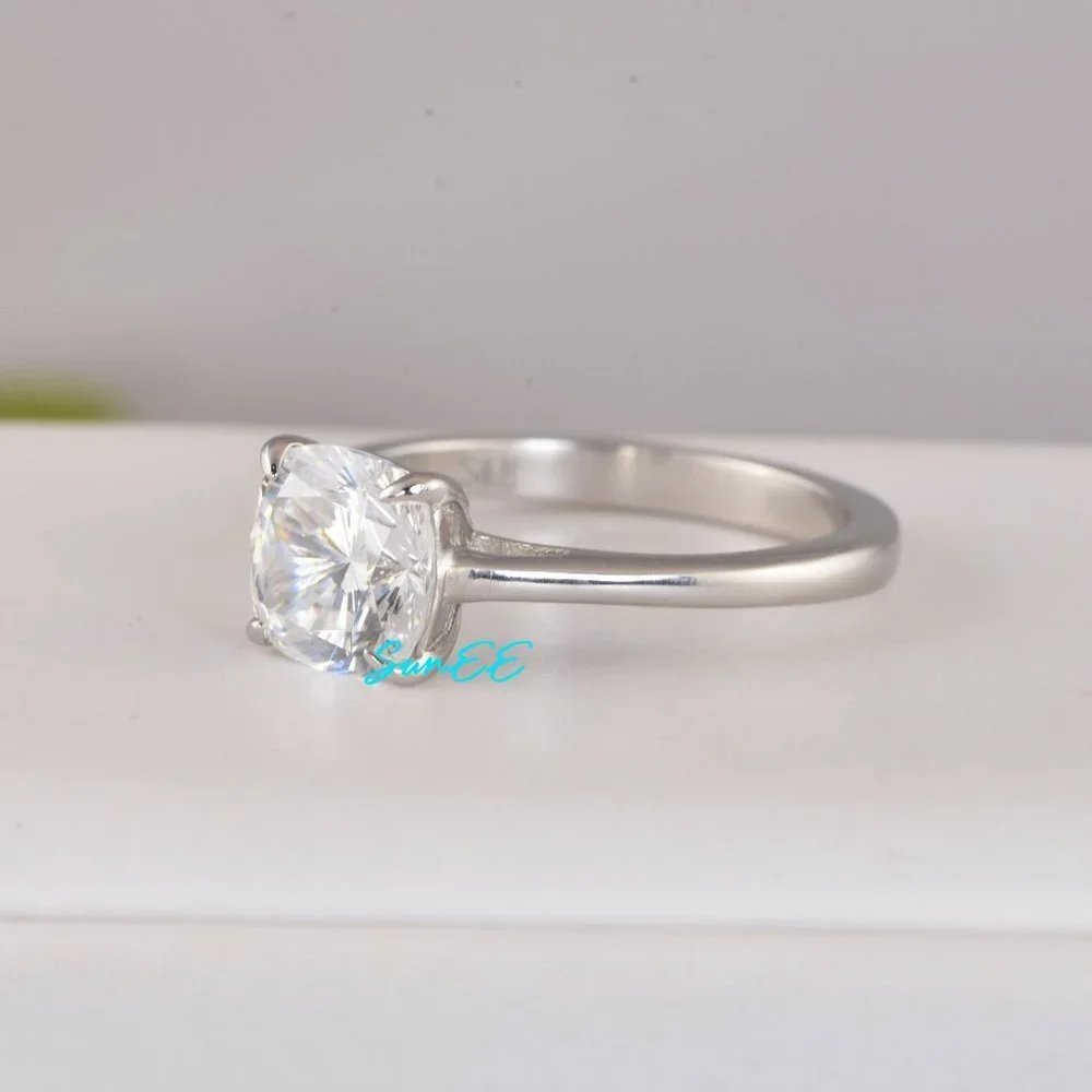 REAL MOISSANITE DIAMOND 3.0ct CUSHION CUT WEDDING ENGAGEMENT RING